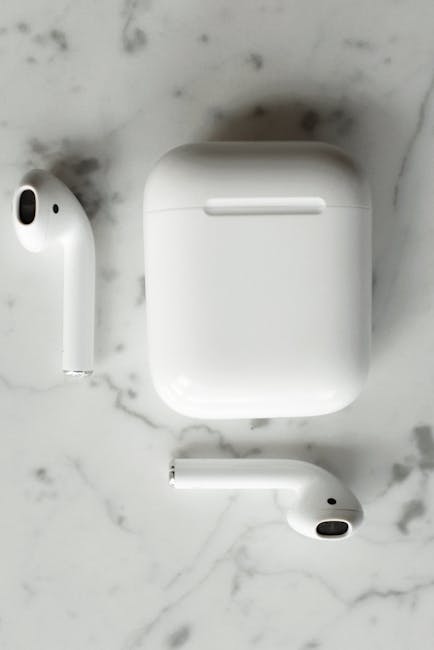Apple Airpods의 클로즈업 사진